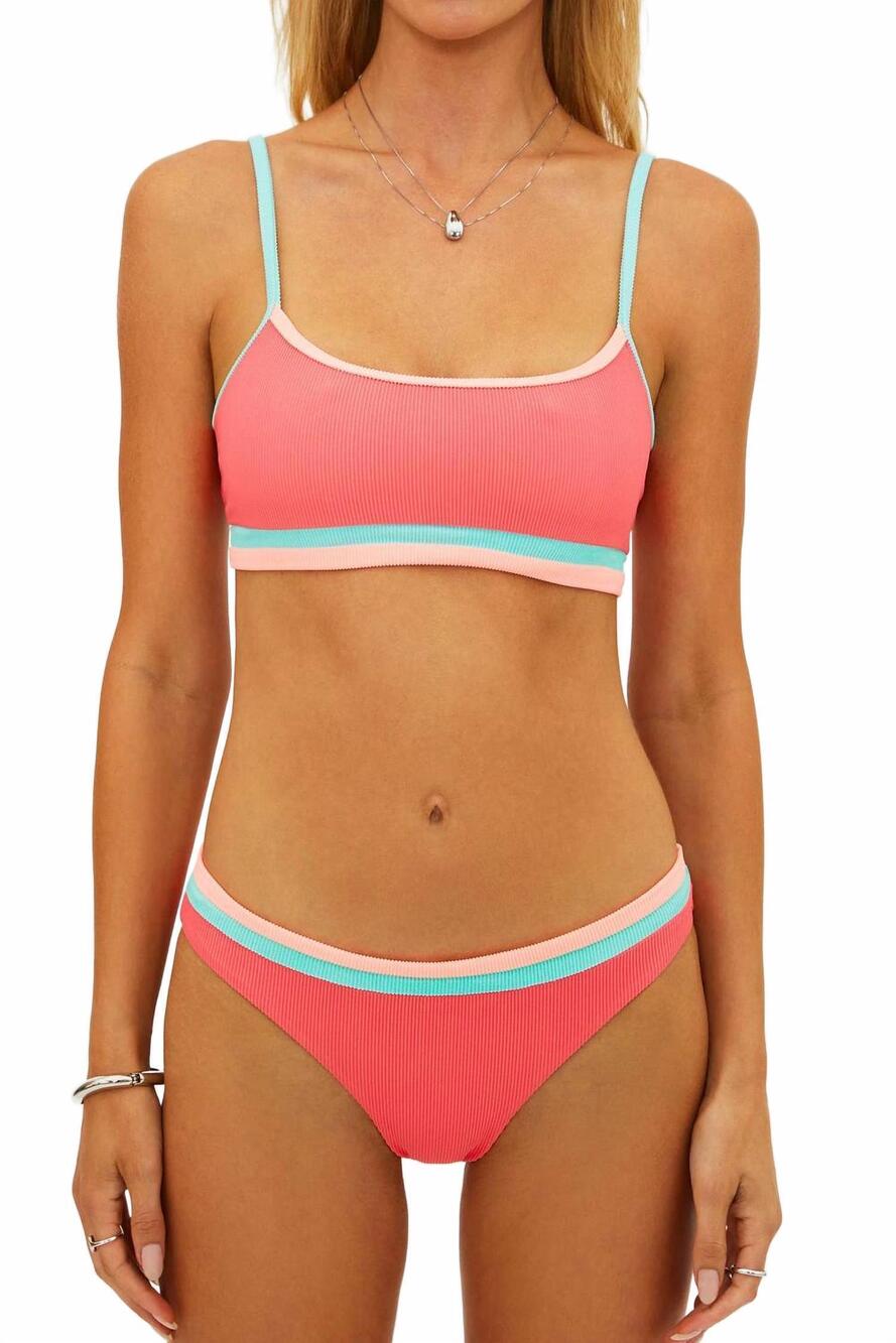 NEW BEACH RIOT val bikini top and saffron bikini bottom set in guava jelly